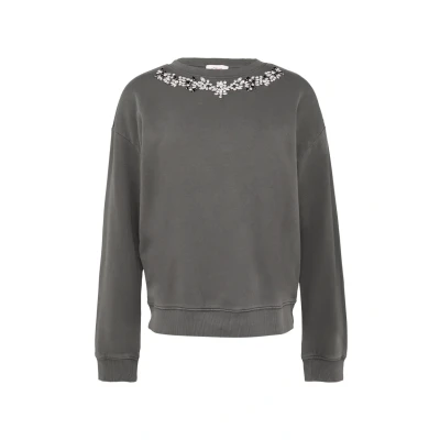 Abbildung von s.Oliver Gewaschenes MIT Schmucksteinen Sweatshirt, Damen, Größe: 32, Dunkelgrau