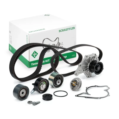 Abbildung von INA 530 0416 31 Wasserpumpe + Zahnriemensatz mit Thermostat AUDI: A6 C5 Saloon, A4 B7 Avant, B6 Avant
