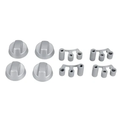 Abbildung von Knebel Drehknopf Set 41mmØ silber mit Adaptern Universal für Kochfeld alle Marken 16 teilig