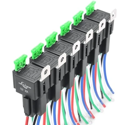 Abbildung von MICTUNING 6 Stücke 12V Relais mit 30A ATO/ATC Flachsicherung, 5 Pin Sicherungsrelais 14 AWG Hochleistungskabel für Auto KFZ