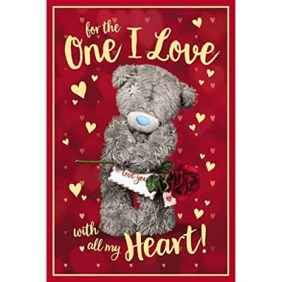 Abbildung von Me To You ALM93054 3D Geburtstagskarte mit Aufschrift One I Love With All My Heart, gemischt, Größe: 15,2 x 22,9 cm