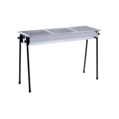 Abbildung von HENDI Edelstahlgrill Holzkohle 114,5 x 38 77 cm inl. 3 Roste je 34,5 abnehmbare Füße, Gastro Holzkohlegrill