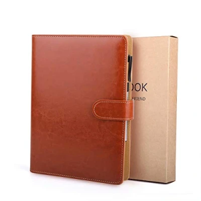 Abbildung von BESTOO Notizbuch A5 Leder Filofax Nachfüllbare Tagebuch Executive Konferenzmappe 6 Ring buch 200 Dicke Seiten, Geschenk für Männer und Frauen(Braun)