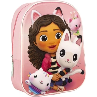 Abbildung von Schulrucksack Gabby&#039;s Dollhouse mit Reißverschluss 25 x 31 10 cm Kinderrucksack 3D Elementen Gepolsterter Schultergurt Original Produkt in Spanien Designed