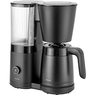Abbildung von ZWILLING ENFINIGY Filterkaffeemaschine mit 1.25l Thermokanne, Kaffeemaschine Boiler, Blooming &amp; smarter Entkalkerfunktion, Edelstahl, Schwarz