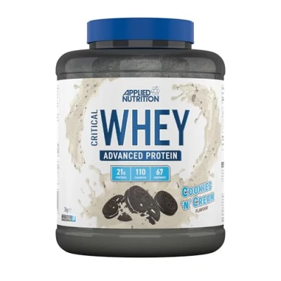Abbildung von Applied Nutrition Critical Whey Protein Pulver 2kg mit Hohem Eiweißgehalt Shake Ergänzungsmittel (2kg 76 Shakes) (2kg, Chocolate Milkshake)