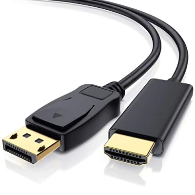 Abbildung von CSL 4k DisplayPort auf HDMI Kabel 3m DP 1.4 UHD 2160p 3840 x 2160 @ 60 Hz HDR HDCP 2.3 zur Verbindung von PCs/Notebooks mit Monitoren und Projektoren schwarz