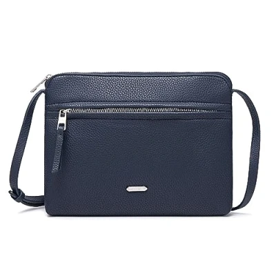 Abbildung von David Jones Umhängetasche für Damen flache Tasche, kleine Handtasche, Schultertasche, PU Leder, klassisch, Elegant 2 Fächer Telefontasche Shopping Reise, blau, one size,