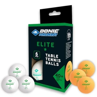Abbildung von Donic Schildkröt Tischtennisball 1 Stern Elite, Poly 40+ Qualität, 6 Stk. im Blister, 3x weiß / orange