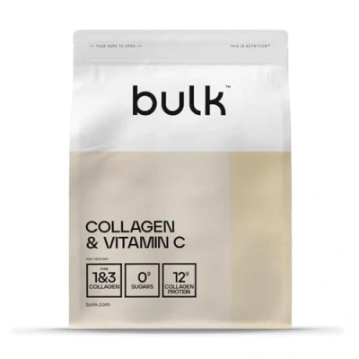 Abbildung von Bulk Kollagen und Vitamin C Pulver, 12.000 mg pro Portion, hydrolisierte Kollagenpeptide, Typ 1 3, Orange, 500 g