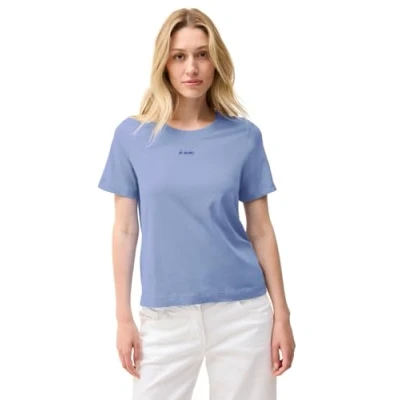 Abbildung von CECIL Damen B323586 T Shirt mit Wording Detail, Deep Pastel Blue, S