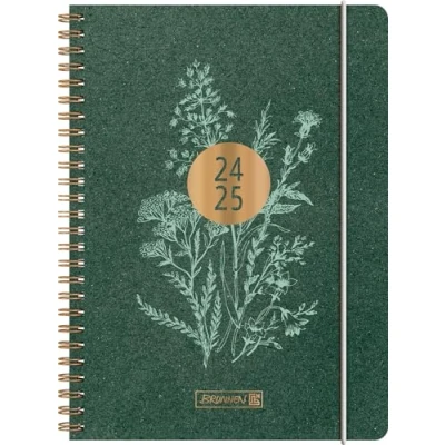 Abbildung von BRUNNEN Schülerkalender (2024/2025) „Botanical“, 2 Seiten = 1 Woche, A5, 208 Seiten, dunkelgrün