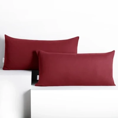 Abbildung von DecoKing 2 Kissenbezüge 40x80 cm Baumwolle Reißverschluss Bordeaux Amber
