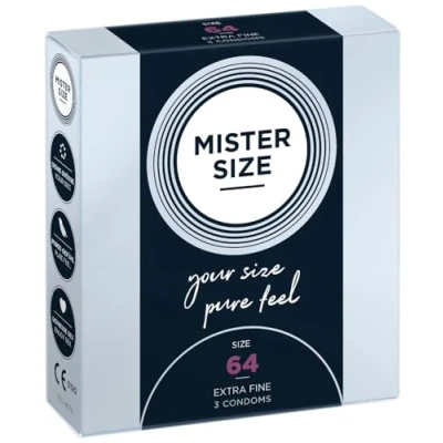 Abbildung von MISTER SIZE Kondome gefühlsecht hauchzart 64mm im 3er Pack/extra dünn, extra fein, feucht/aus 100% Naturkautschuk Latex in deiner Größe 2XL / natural feeling Packung