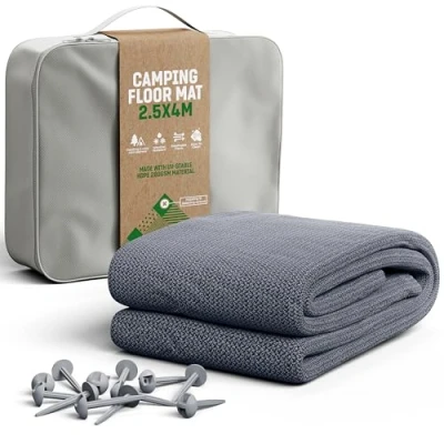 Abbildung von GardenGloss Vorzeltteppich 250x400 Camping Teppich Outdoor Wetterfest Campingteppich, Zeltteppich inkl. 12 Befestigungsnägel und Tragetasche