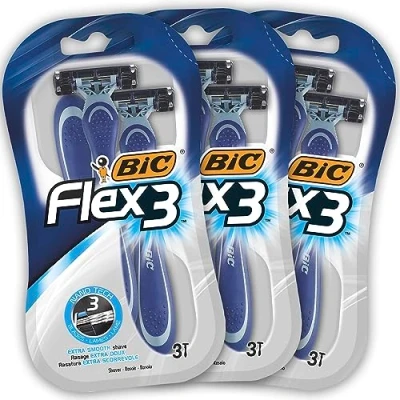 Abbildung von BIC Flex 3 Rasierer Herren, 9 Einwegrasierer mit je Klingen, Aloe Vera &amp; Vitamin E für eine sanfte Rasur