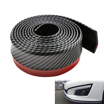 Abbildung von WeFoonLo Universal Auto Frontstoßstange Spoiler Gummi Aufkleber Lip Splitter Körper Rock Protector, 2.5M / 8.2ft (Kohlefaser)