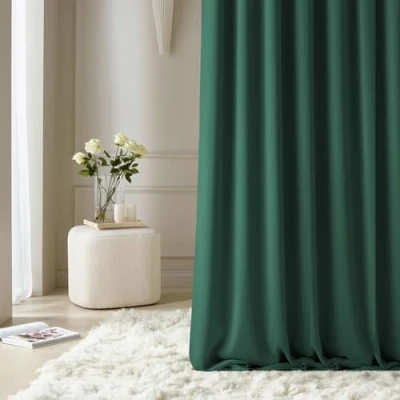 Abbildung von ROOM99 Vorhang mit Silberen Ösen Aura 140 x 250 cm Breite Höhe Schiebegardinen Modern Curtain Wohnzimmer Schlafzimmer Flaschengrün, 1 Stück