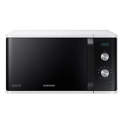 Abbildung von Samsung MG23K3614AW/ET Mikrowellenherd, freistehend, Dual Dial MG23K3614AW/ET, Crunch Kochen, AutoDefrost, Mikrowelle + Grill 800 W 1100 W, 23 l, 49 l x 27,5 h 39 cm, weiß