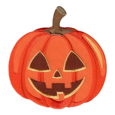 Abbildung von PatchMommy Halloween Kürbis Patch Aufnäher Applikation zum Aufbügeln Bügelbild für Kleidung Jeans Jacken