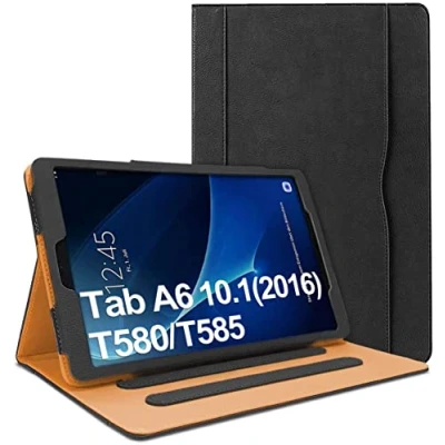 Abbildung von Danycase Hülle für Samsung Galaxy Tab A 10.1 SM T580/T585, PU Leder Folio Schutzhülle Zoll 2016 Vesion, mit Dokumentenkartenfach, Mehrere Betrachtungswinkel (schwarz)