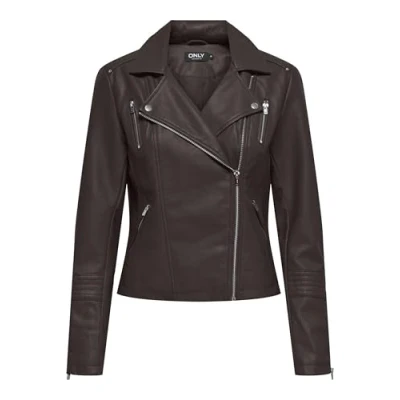 Abbildung von ONLY Onlgemma Biker Kunstlederjacke, Damen, Größe: 32, Chocolate torte