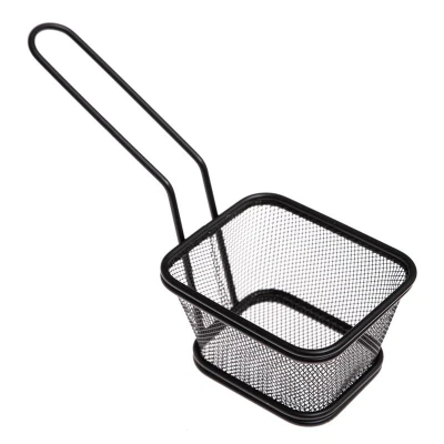 Abbildung von HENDI Servier Frittierkorb 10,5 x 9 6 cm Edelstahl schwarz klein stapelbar Gastro, Mini kaufen