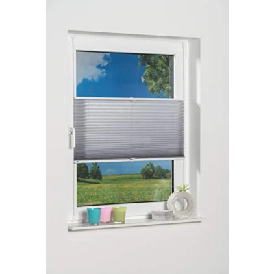 Abbildung von K home 688899 34 Klemmfix Plissee 85 x 210 cm (B L) Grau Lichtschutz +++ Moderne Crushed Optik