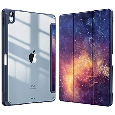 Abbildung von Fintie Hybrid Hülle für iPad Air 11 Zoll (M2) 2024, 5 2022, 4 2020 10.9 mit Stifthalter Stoßfeste Schutzhülle transparenter Hartschale auf der Rückseite, Galaxie