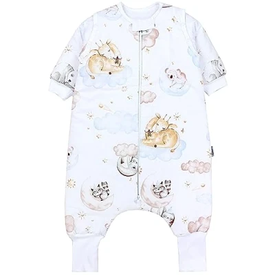 Abbildung von TupTam Baby Schlafsack mit Beinen und Ärmeln OEKO TEX zertifizierte Materialien, Winterschlafsack 2,5 TOG Unisex, Farbe: Tiere auf Wolken, Größe: 80 86