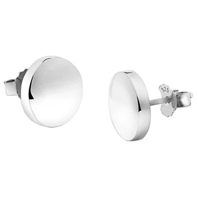 Abbildung von Nenalina Silber Damen Ohrringe Ohrstecker flach rund gebürstet 8 mm für Frauen und Mädchen, 925 Sterling silber, Damen, Kreis 324403 390