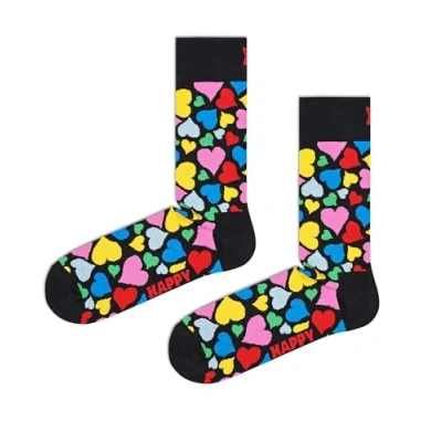 Abbildung von Happy Socks Unisex Heart Socken, Nero, Rosa, Rosso, Verde, Giallo, Blu, 41 46