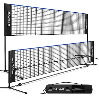Abbildung von BAGAIL Badmintonnetz, faltbares Nylonnetz, höhenverstellbarer Ständer und Tragetasche, leicht auf abbaubar, Ideales Sportnetz für Tennis, Badminton oder Volleyball