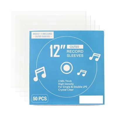Abbildung von ENVLY® Schallplatten Schutzhüllen 50er Pack 12 Zoll LP Außenhüllen 32,5cm Transparente Kunststoff Sleeves