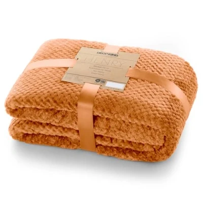 Abbildung von DecoKing Kuscheldecke 220x240 cm Decke Microfaser Wohndecke Tagesdecke Fleece weich sanft kuschelig skandinavischer Stil Fuchsrot Henry