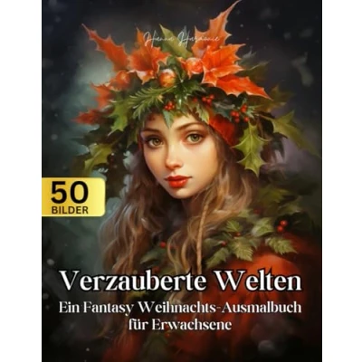 Abbildung von Malbuch für Erwachsene Verzauberte Welten: Ein Fantasy Weihnachts Ausmalbuch Erwachsene: 50 Stressabbau Motive mit Elfen, Drachen und Zauberformeln Entspannung Achtsamkeit