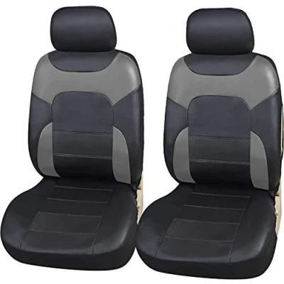 Abbildung von Upgrade4cars Sitzbezüge Auto Vordersitze Kunst Leder Schonbezüge Set Universal Schwarz Grau Zubehör Innenraum Sitzschoner