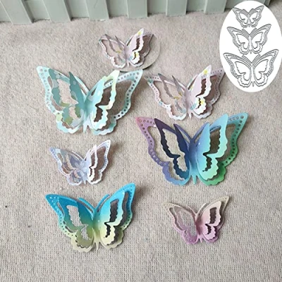 Abbildung von 3D Metall Stanzformen, Schmetterling, Frühlingsblumen, Rahmen, Schablonen, DIY, Scrapbooking, dekorative Prägung, Papier, Kartenherstellung, 3 Stück