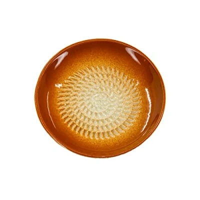 Abbildung von Kaladia Keramik Reibeteller/Keramikhobel Unifarbend ideal für Ingwer, Parmesan etc. in Hellbraun Durchmesser: 12 cm handgemacht &amp; handbemalt Made Spain