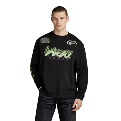 Abbildung von G Star MOTO BOXY Graphic Langarmshirt, Herren, Größe: XL, Dk black