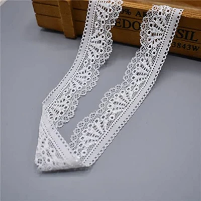 Abbildung von Yulakes 30 Yards Weiß Schwarz Elastizität Spitzenborte Spitzenband Spitzenbordüre Zierband Spitze Blume Borte für Handwerk Dessous Hochzeitskleid Hochzeit Dekor 3cm Breite (Weiß)