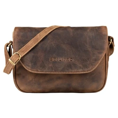 Abbildung von STILORD &#039;Esther&#039; Damen Handtasche Umhängetasche Echtleder Vintage Ledertasche zum Ausgehen klassische Abendtasche Partytasche Freizeittasche Leder, Farbe:mittel braun