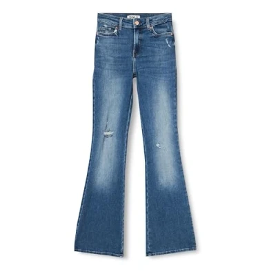 Abbildung von ONLY Onlblush Destroy Flared Jeans, Damen, Größe: Mx30, Medium blue denim