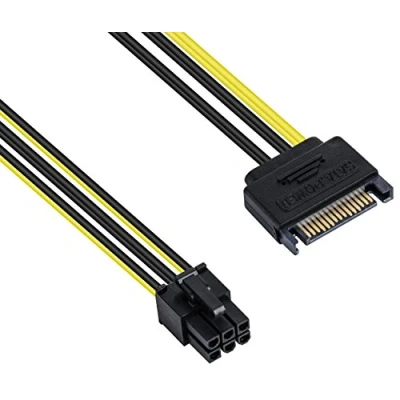 Abbildung von POPPSTAR 1x 20 cm PCI Express Grafikkarten Stromkabel (15 pol Sata Stromstecker (w) auf PCIe 6 polig (m)), Adapter für Stromversorgung