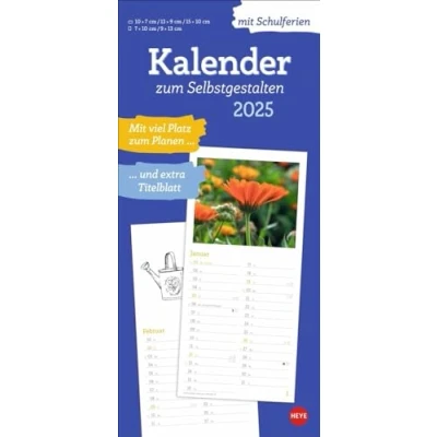 Abbildung von Kalender zum Selbstgestalten 2025: Blanko Basteln mit extra Titelblatt für Ihr persönliches Kunstwerk. Foto und Bastelkalender 2025. 16 x 34 cm. (Foto /Bastelkalender Heye)