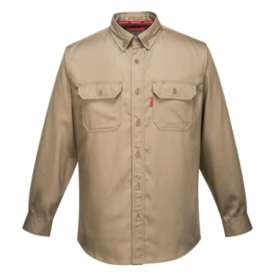 Abbildung von Portwest Bizflame 88/12 Hemd, Größe: L, Farbe: Khaki, FR89KHRL