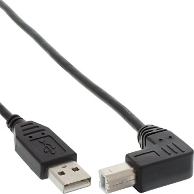 Abbildung von InLine 34505U USB 2.0 Kabel, A an B, unten abgewinkelt, schwarz, 0,5m
