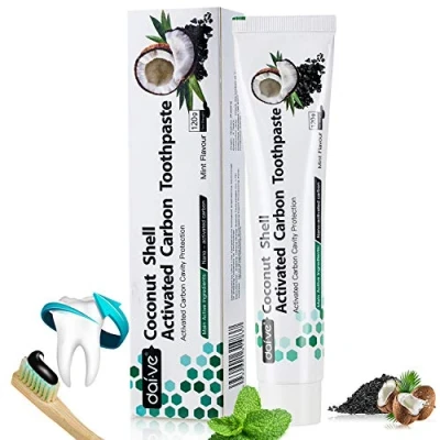 Abbildung von Aktivkohle Zahnpasta Zahnaufhellung Schwarze Zahncreme Ohne Fluorid Natürliche Whitening Charcoal Toothpaste Bleaching kohlezahnpasta Weiße Zähne Weisse 120g