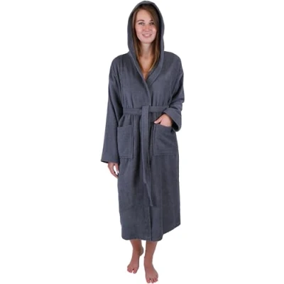 Abbildung von Betz Bademantel Frottee mit Kapuze für Herren und Damen 100% Baumwolle Saunabademantel langer Saunamantel Farbe jade Größe L/XL BERLIN