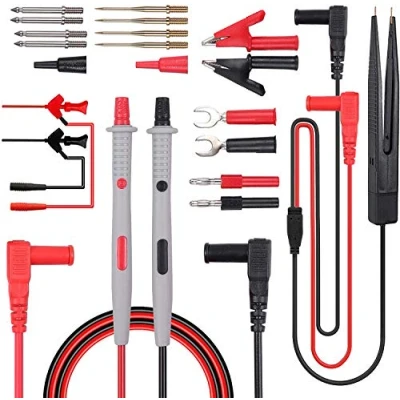 Abbildung von DollaTek Messleitung Kit 21 in 1 elektrische Multimeter mit Krokodilklemmen Testsonde Bananenstecker Multimeterkabel für Spannungsprüfer